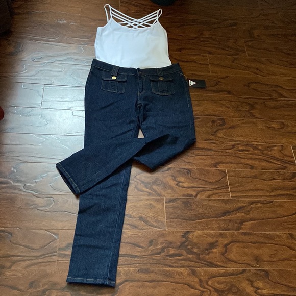 Be-Girl butt lifter dark indigo cargo pocket skinny jeans in size 11/12 - Picture 2 of 9